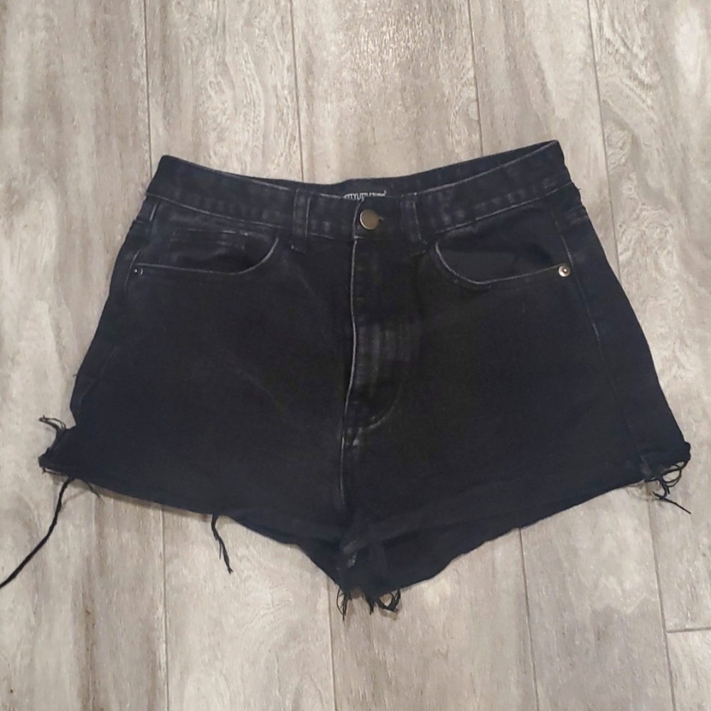 Black jeans shorts